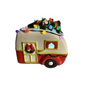 Hobby Lobby Ceramic LED Light-Up Christmas Camper Retro Trailer Holiday Decor 5"